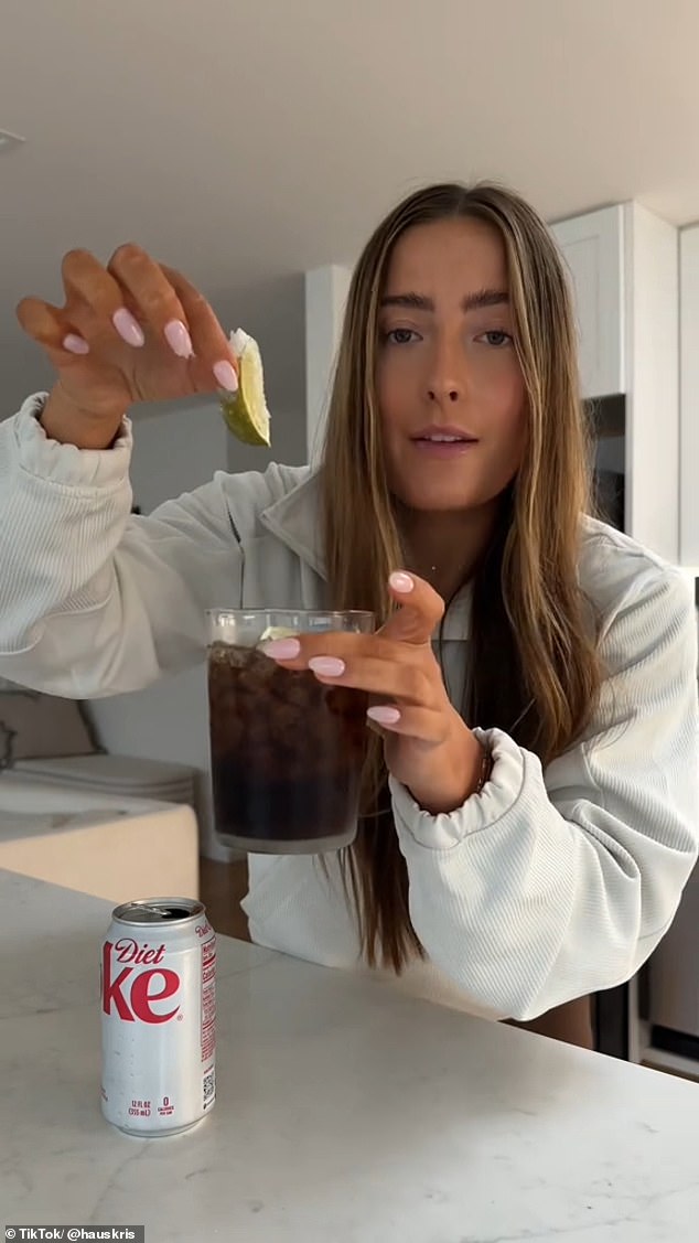 Pictured: One creator has collected millions of views for the perfect 'midday Diet Coke' recipe where he reveals the long process of creating the perfect afternoon drink.